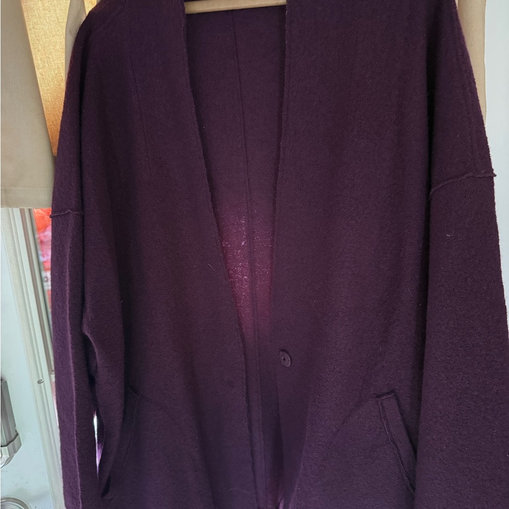 Eileen Fisher Purple Cardigan Sweater Open-Front